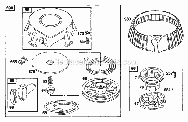 Briggs & Stratton 226432-0006-01 Engine Rewind Assy Diagram