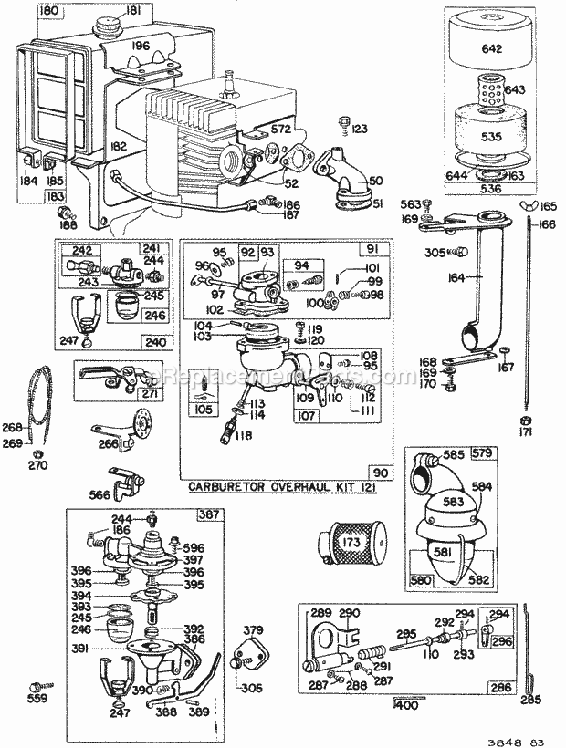 Briggs & Stratton 231431-0025-99 Engine Carb AssyFuel Tank AC Diagram