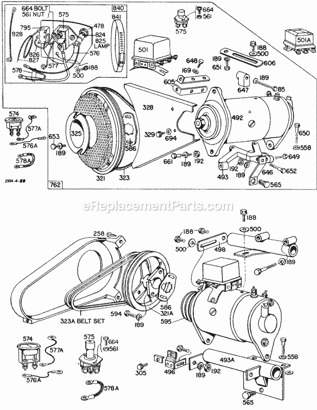 Briggs & Stratton 233401-0197-99 Engine Electric Starters Diagram