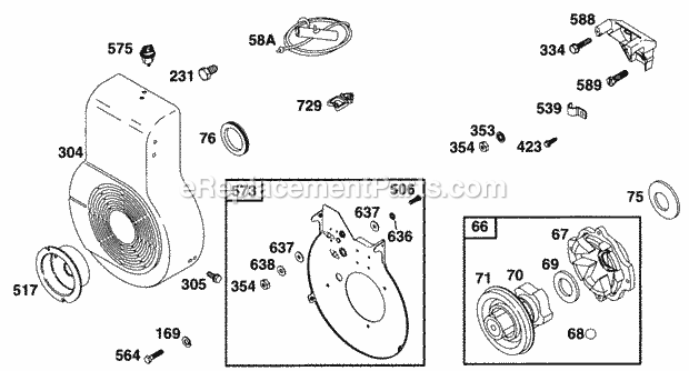 Briggs and Stratton 233411-0278-99 Engine Blower Hsg Back Plate Diagram