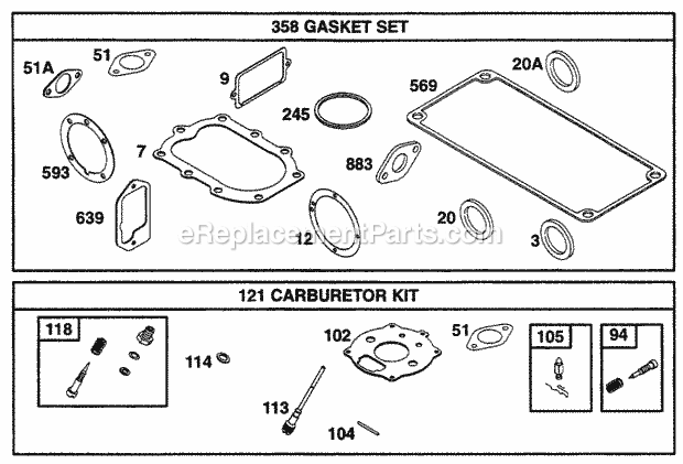 Briggs & Stratton 233431-1132-03 Engine Gasket Sets Diagram