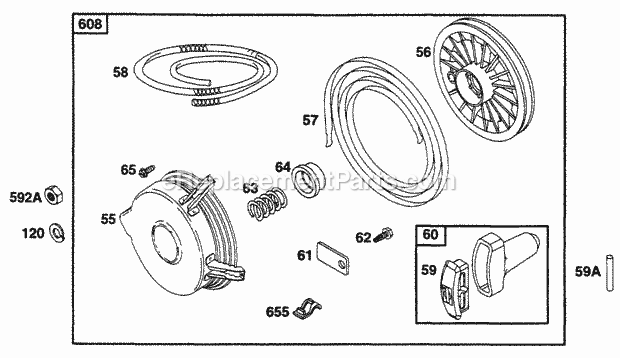 Briggs and Stratton 233452-2541-03 Engine Rewind Starter Diagram