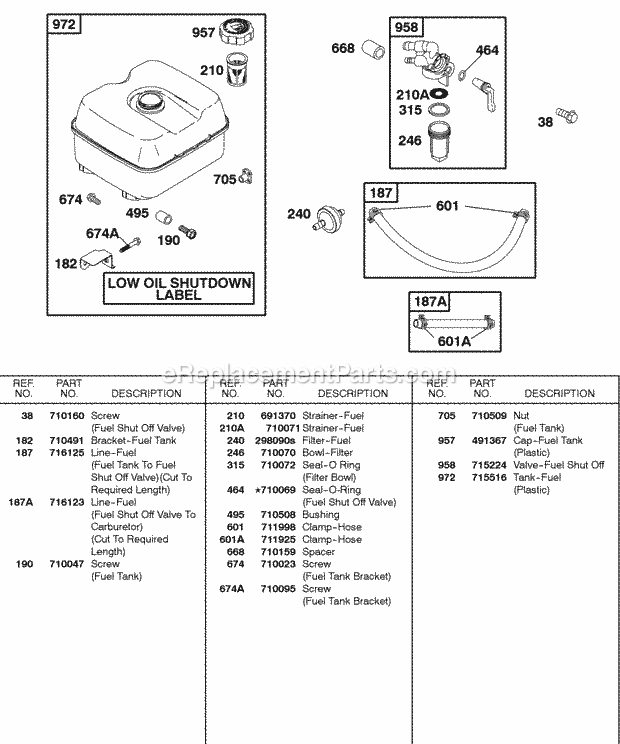 Briggs and Stratton 235432-0235-E2 Engine Fuel Supply Diagram