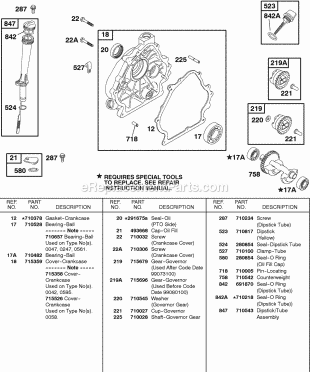 Briggs and Stratton 235437-0276-E9 Engine Crankcase Cover Lubrication Diagram