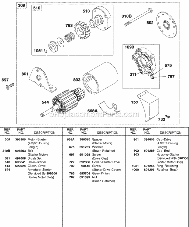 Briggs and Stratton 243431-0140-99 Engine Electric Starter Diagram