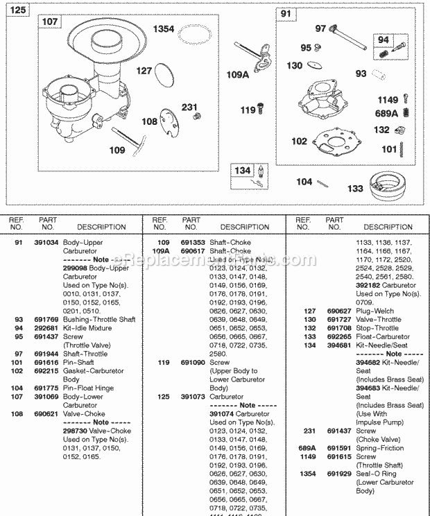 Briggs and Stratton 243431-0195-99 Engine Carburetor Choke  Throttle Shaft Upper Body Diagram