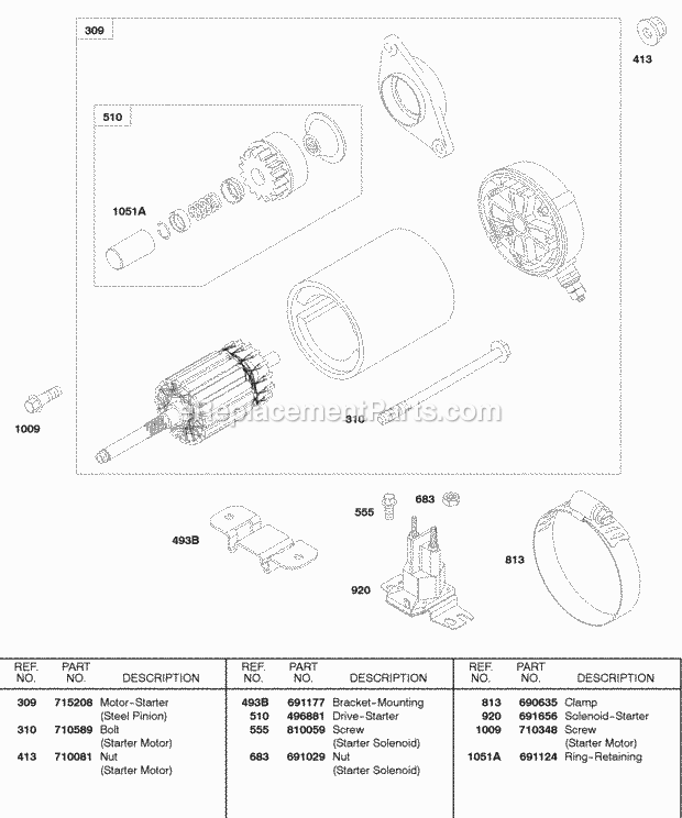 Briggs and Stratton 245432-0270-A1 Engine Electric Starter Diagram
