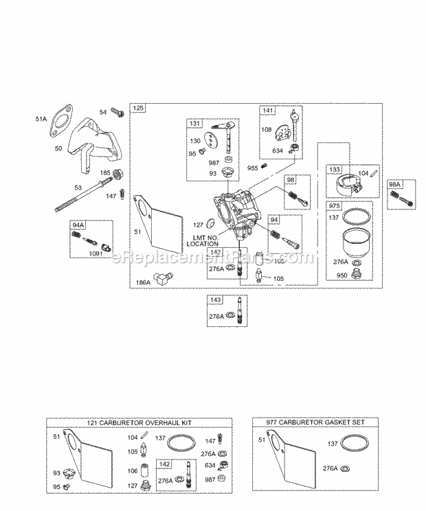 Briggs and Stratton 250417-1003-E1 Engine Carburetor KitsGasket Sets-Carburetor Diagram