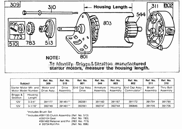 Briggs and Stratton 251412-0015-99 Engine Electric Starter Diagram