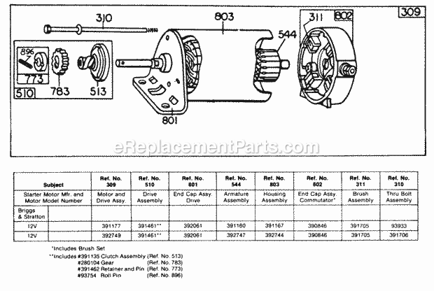 Briggs and Stratton 251707-0144-99 Engine Electric Starter Diagram