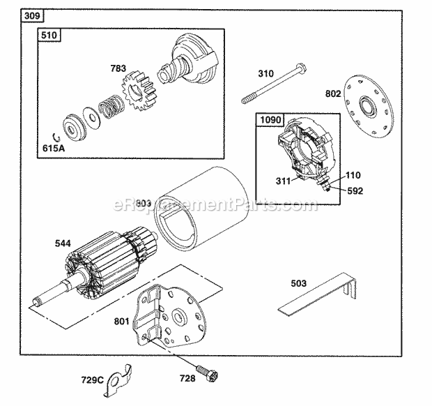 Briggs and Stratton 252412-0174-99 Engine Electric Starter Diagram