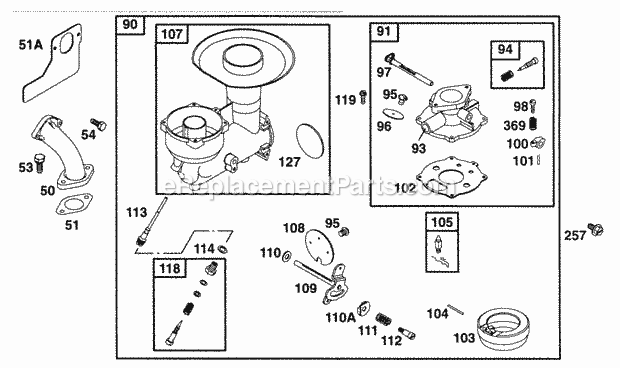 Briggs and Stratton 252412-0174-99 Engine Carburetor Assy Diagram