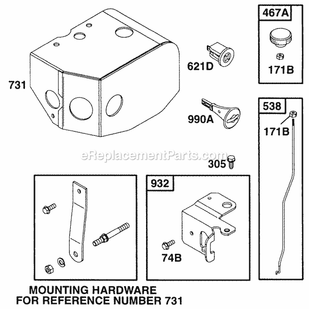 Briggs and Stratton 252412-0191-99 Engine Sno Guard Diagram