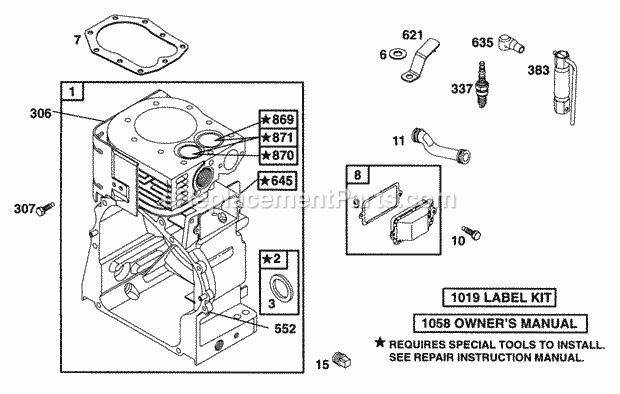 Briggs and Stratton 252412-0649-03 Engine Cylinder Diagram