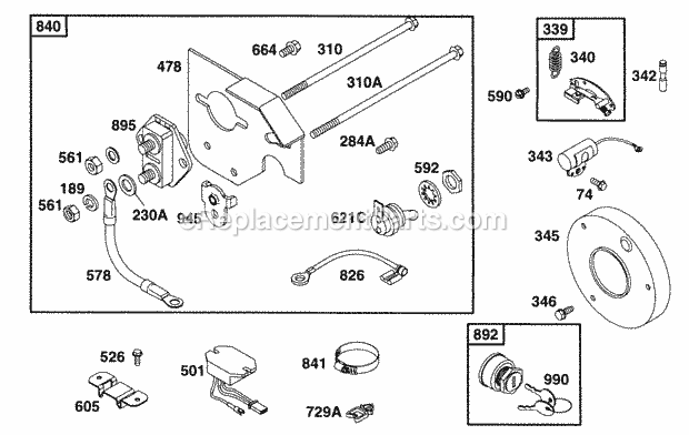 Briggs and Stratton 252412-0706-01 Engine Starter Panel Kit Diagram