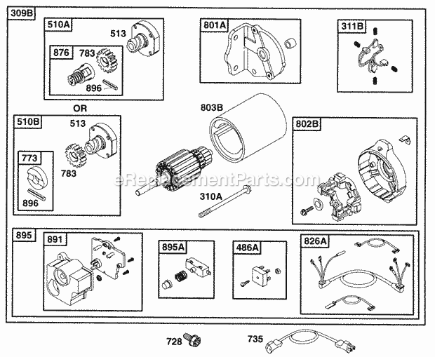 Briggs & Stratton 252412-0720-01 Engine Electric Starter  Switch Diagram