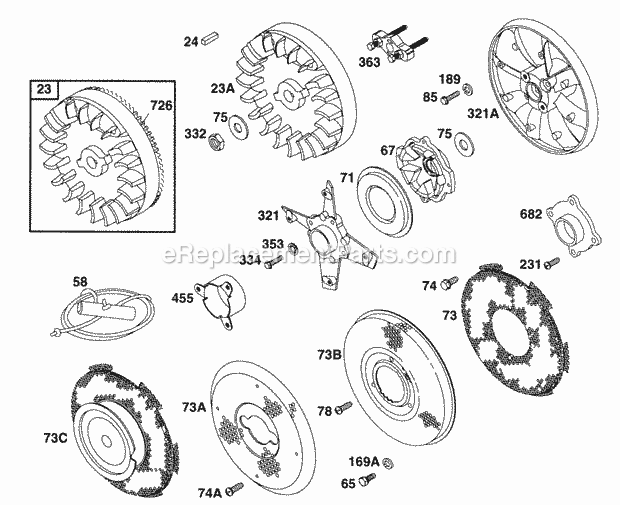 Briggs and Stratton 252412-0745-99 Engine Flywheels Screens Diagram