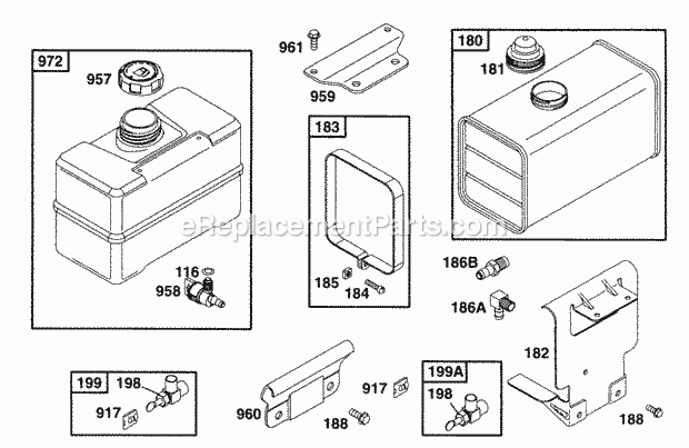 Briggs and Stratton 252412-0747-01 Engine Fuel Tank Assys Diagram