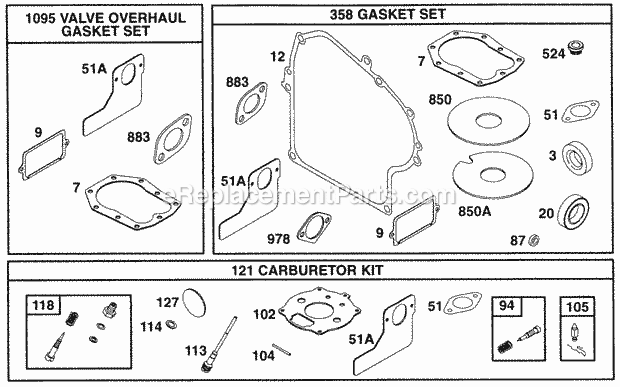 Briggs and Stratton 252416-5507-01 Engine Gasket Set Diagram