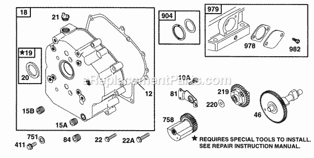 Briggs and Stratton 252416-5507-01 Engine Crankcase Cover Cam Diagram