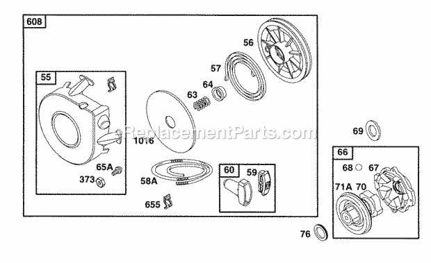 Briggs and Stratton 252417-0550-02 Engine Rewind Assy Diagram