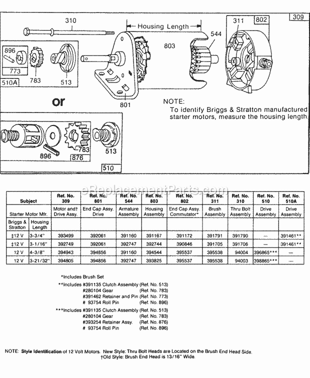 Briggs and Stratton 253417-0630-99 Engine Electric Starter And Chart Diagram