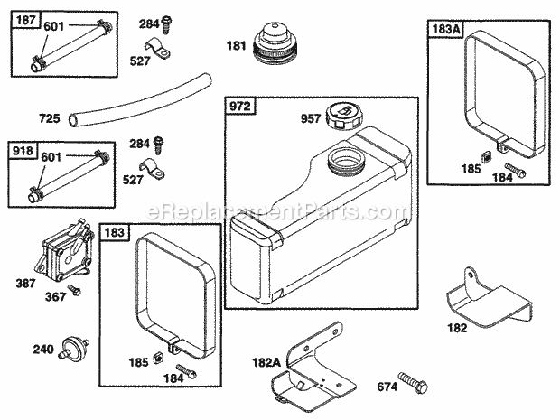 Briggs and Stratton 253702-0015-01 Engine Fuel Tank Group Diagram