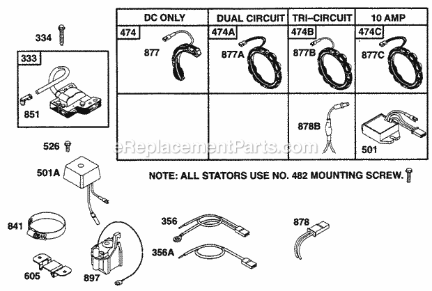 Briggs and Stratton 253702-0015-01 Engine Alternator Chart Elect Diagram