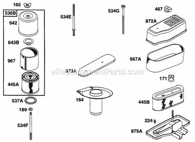 Briggs and Stratton 253702-0015-02 Engine Page B Diagram