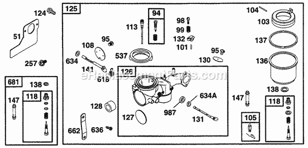 Briggs and Stratton 253707-0413-01 Engine Carburetor Assy Diagram