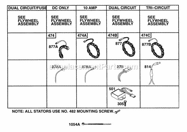 Briggs & Stratton 254412-0578-01 Engine Alternator Chart Diagram