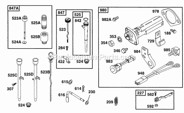 Briggs and Stratton 254412-1578-01 Engine Oil Fill Oil Gard Diagram