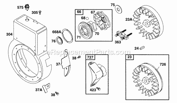 Briggs and Stratton 254412-1578-01 Engine Blower Hsg Flywheel Diagram