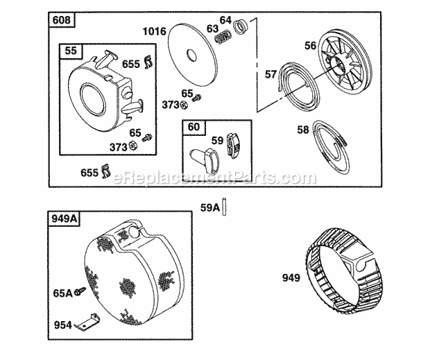 Briggs and Stratton 254422-0537-02 Engine Rewind Assy Diagram