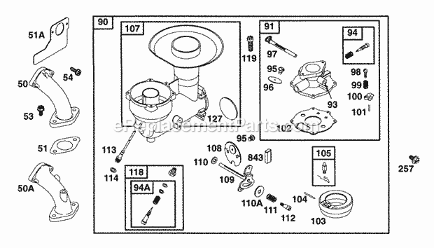 Briggs and Stratton 254422-0572-01 Engine Carburetor Assy Diagram