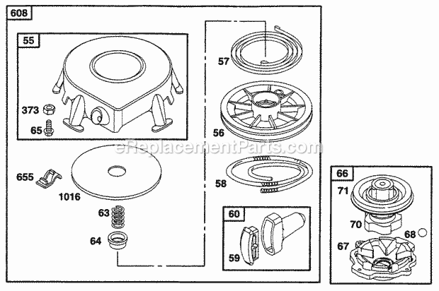 Briggs & Stratton 254702-0103-01 Engine Rewind Starter Diagram