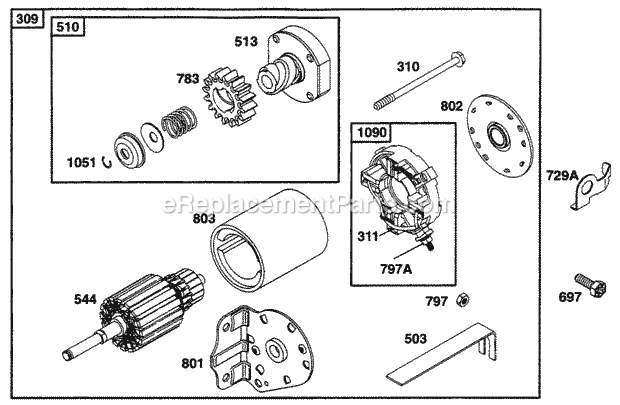 Briggs and Stratton 254707-0102-01 Engine Electric Starter Diagram