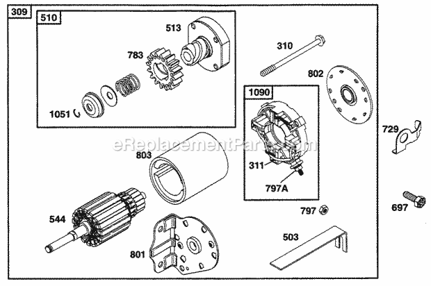 Briggs and Stratton 255702-0117-01 Engine Electric Starter Diagram