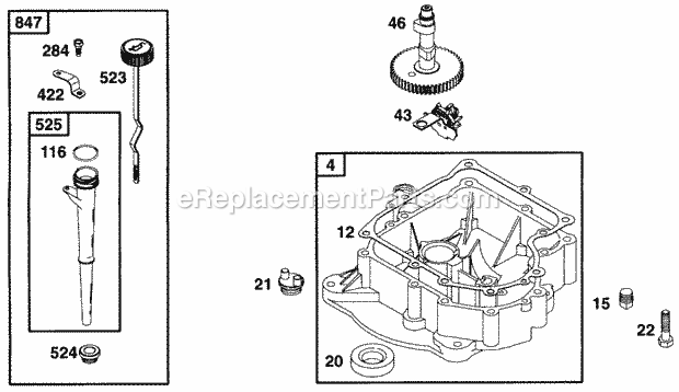 Briggs and Stratton 255707-0101-01 Engine Oil Fill Sump Diagram