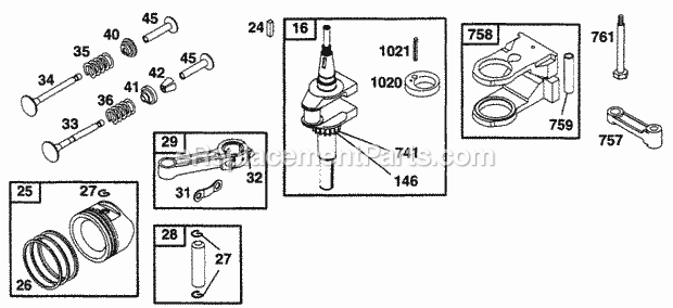 Briggs and Stratton 255707-0101-01 Engine Piston Grp Crankshaft Diagram