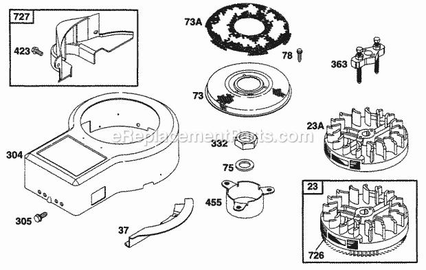 Briggs and Stratton 255707-0101-01 Engine Blower Hsg Flywheel Screen Diagram