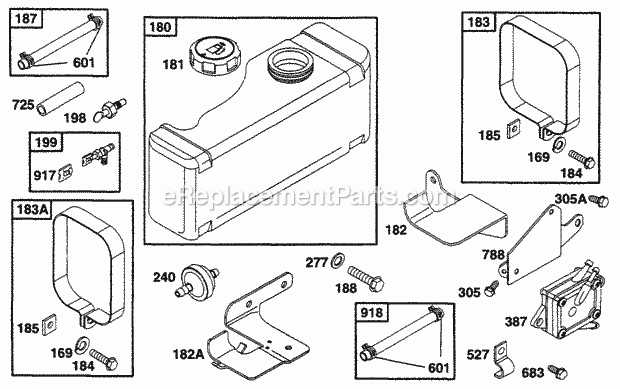 Briggs and Stratton 255707-0108-01 Engine Fuel Tank Grp Diagram