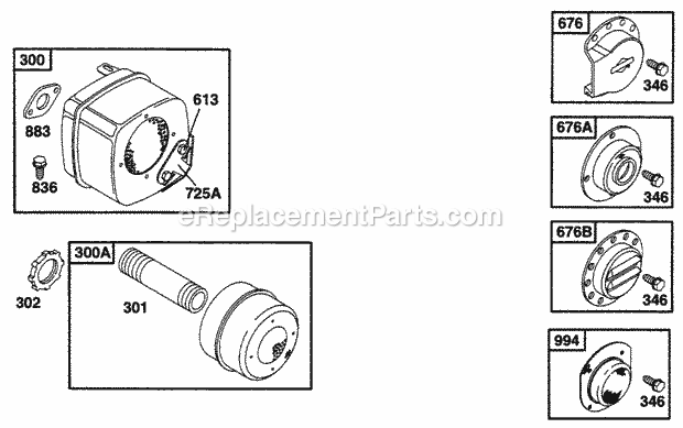 Briggs and Stratton 256702-0016-01 Engine Muffler Grp Diagram