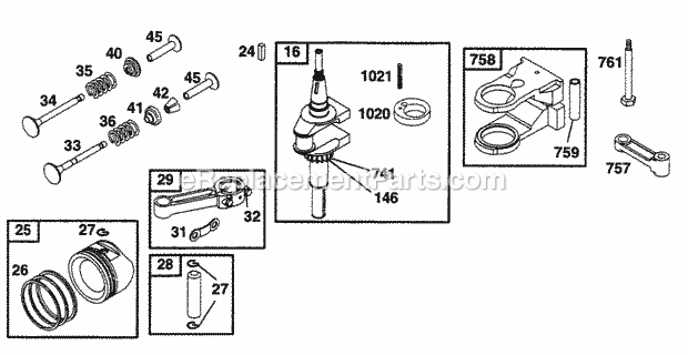 Briggs and Stratton 256702-0016-01 Engine Piston Grp Crankshaft Diagram