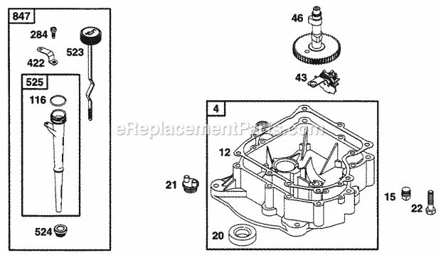 Briggs and Stratton 256702-0100-01 Engine Oil Fill Sump Diagram