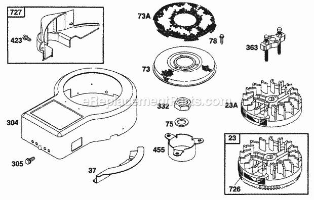 Briggs and Stratton 256702-0100-01 Engine Blower Hsg Flywheel Screen Diagram