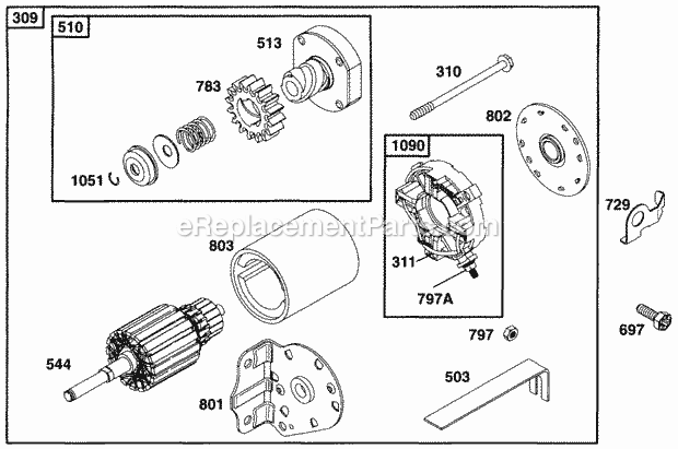 Briggs and Stratton 256702-0100-01 Engine Electric Starter Diagram