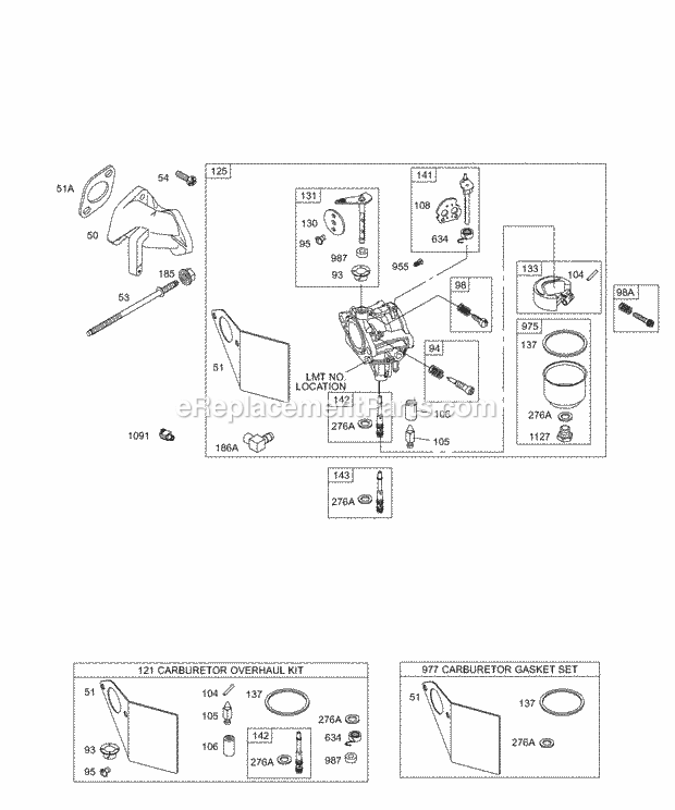 Briggs and Stratton 257412-0100-E1 Engine Carburetor KitsGasket Sets-Carburetor Diagram