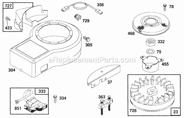 Briggs and Stratton 257702-0104-01 Engine Blower Hsg Elect Flywheel Diagram