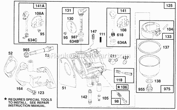 Briggs and Stratton 257702-0130-01 Engine Carburetor Grp Diagram